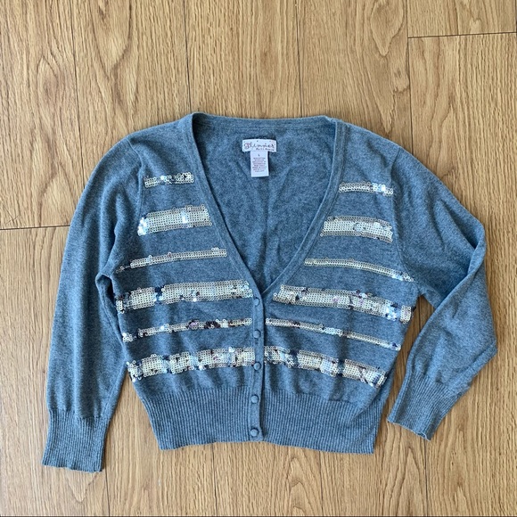 Grey Glitter Cropped Cardigan - Picture 1 of 7